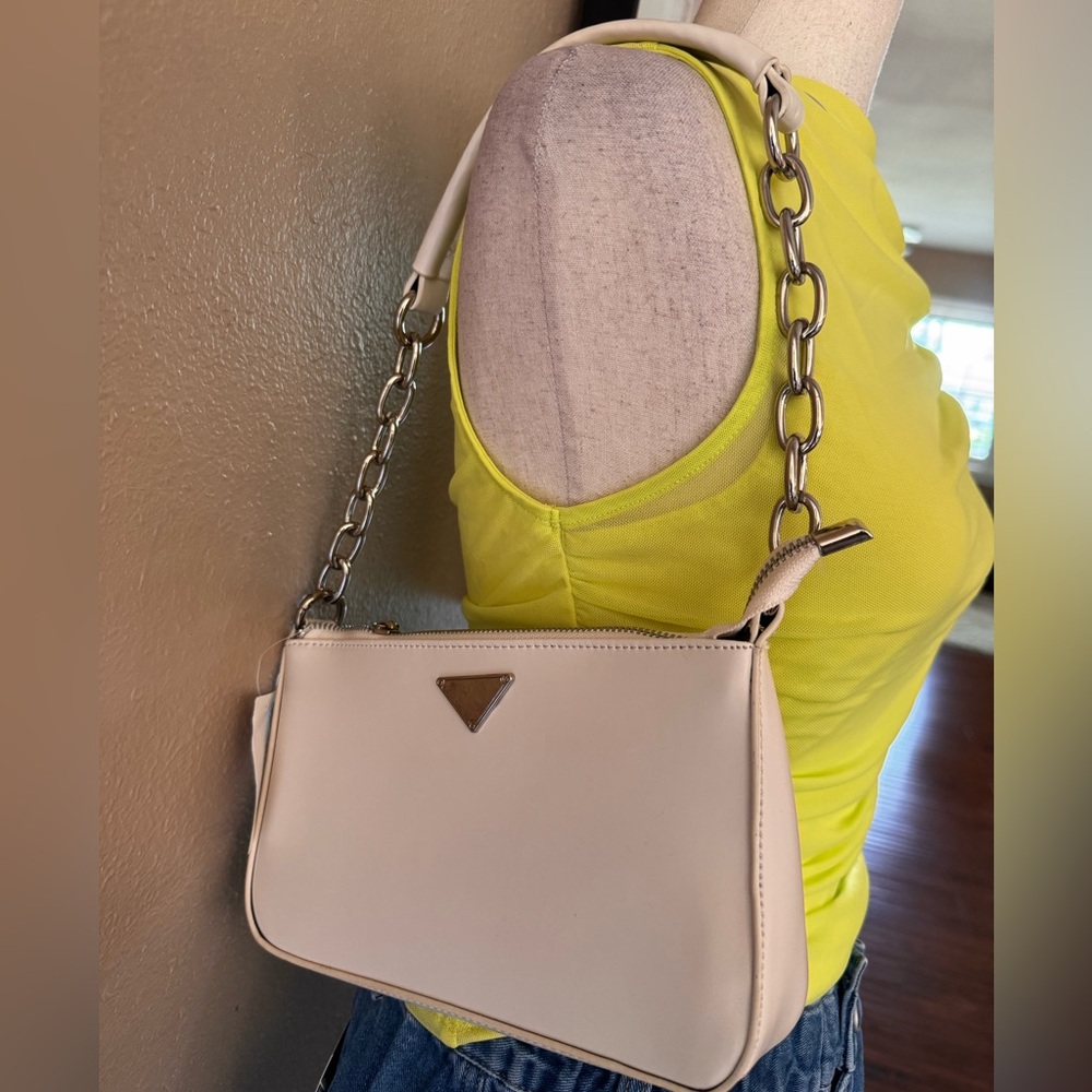 Elegant Bone White Faux Leather Shoulder Bag